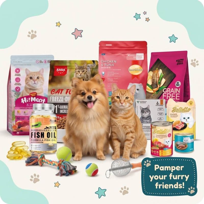 Happy cat with pet food